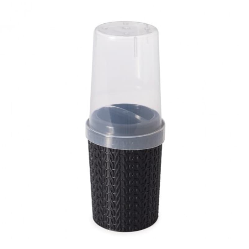 Porta Escova E Creme Dental Trama Preto - PLASÚTIL