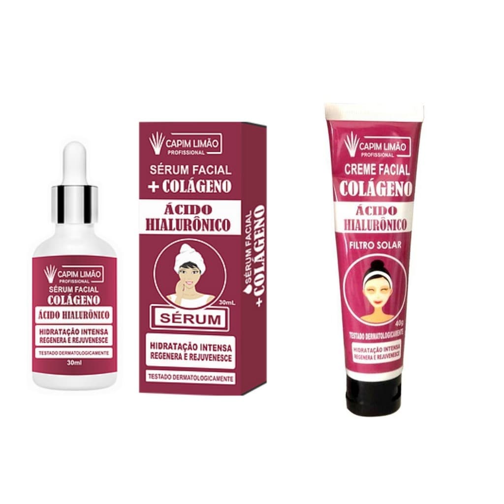 Sérum Facial Ácido Hialurônico 30ml + Creme Facial Ácido Hialurônico 40g - CAPIM LIMÃO