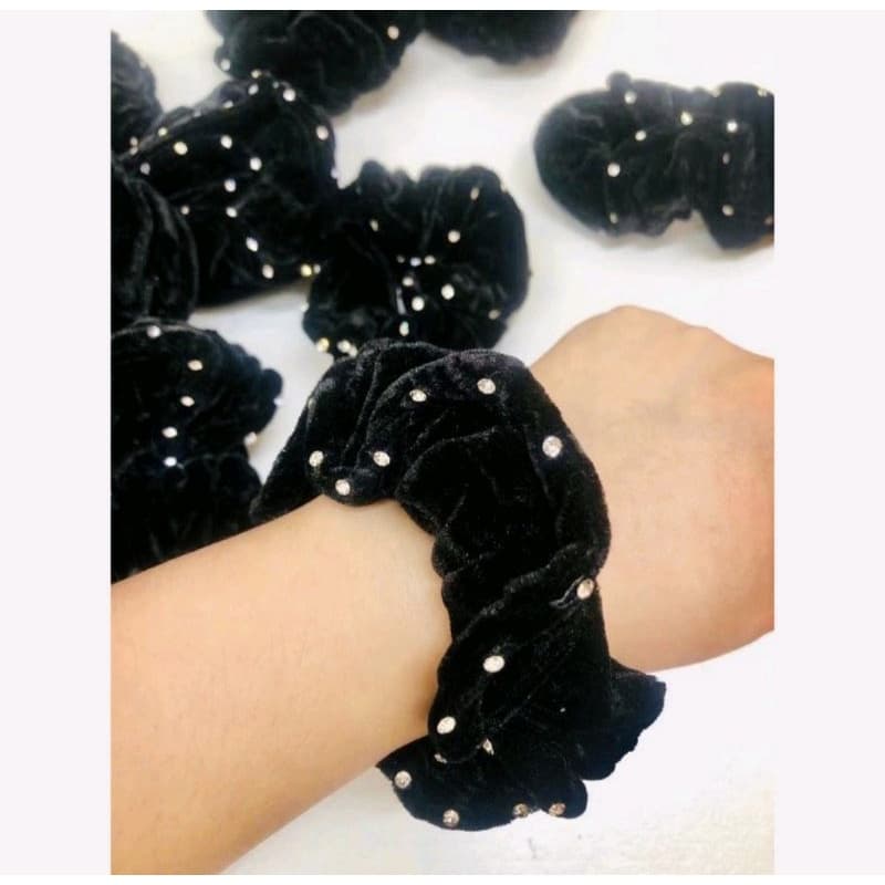 rabico de veludo para cabelo com strass kit 2unidades