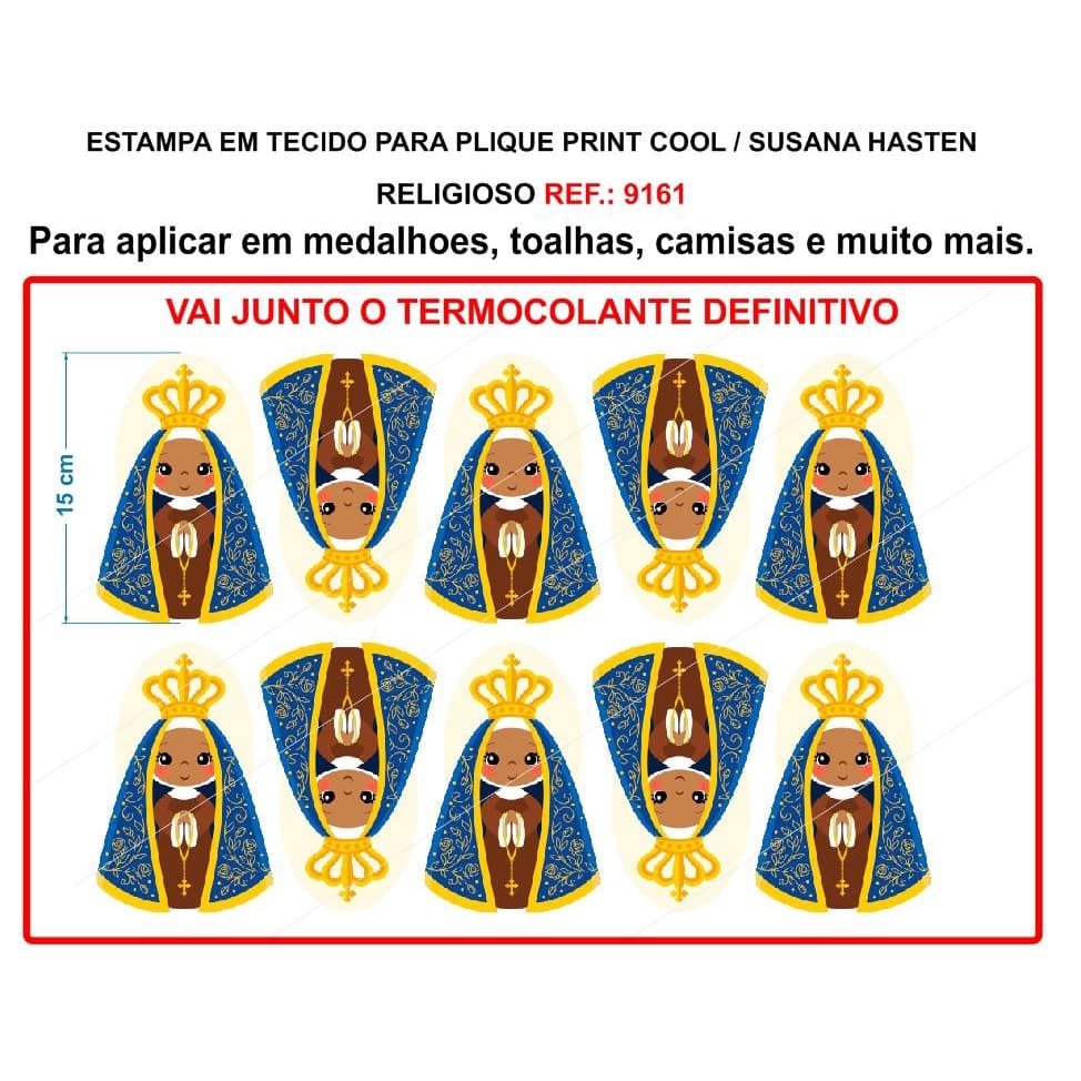 10 Apliques Nossa Senhora Aparecida,Termocolante Definitivo Para Roupas REF: 9161