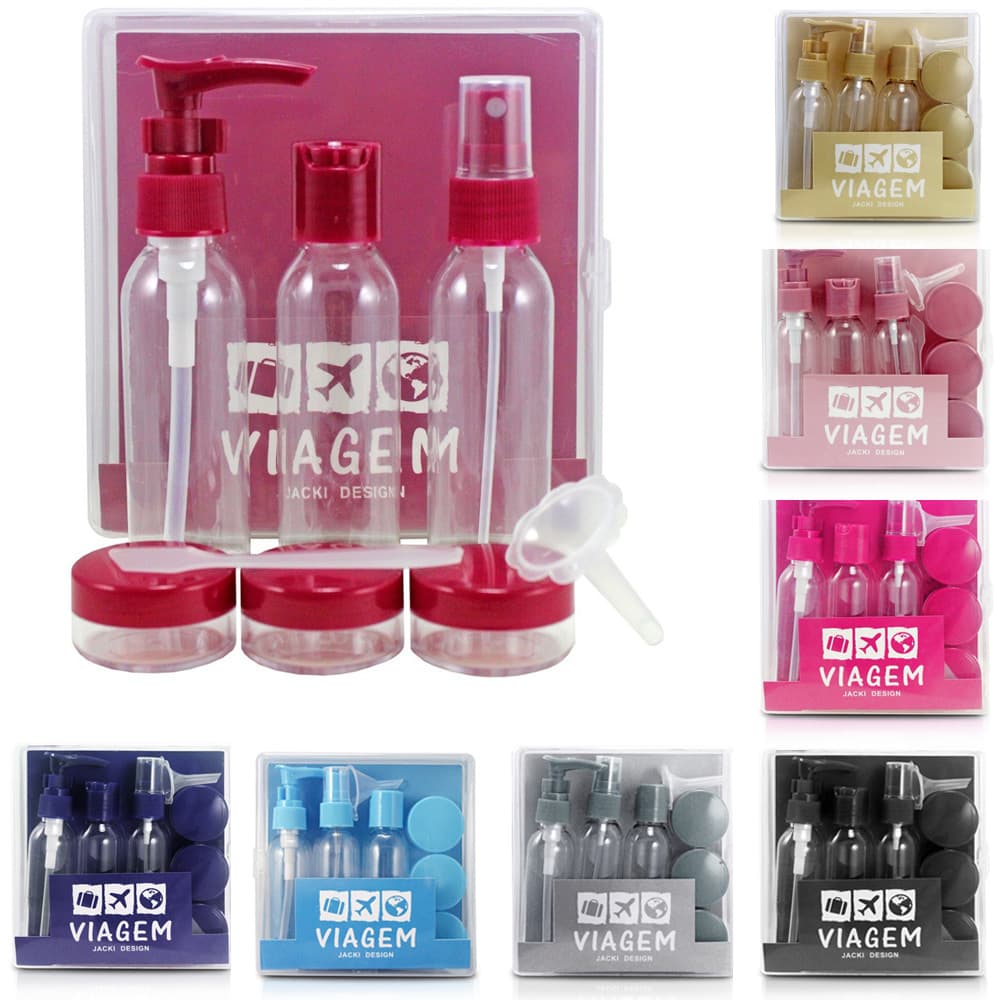 Kit de Frascos Viagem Bolsa Shampoo Sabonetes Álcool Cremes 9 Peças