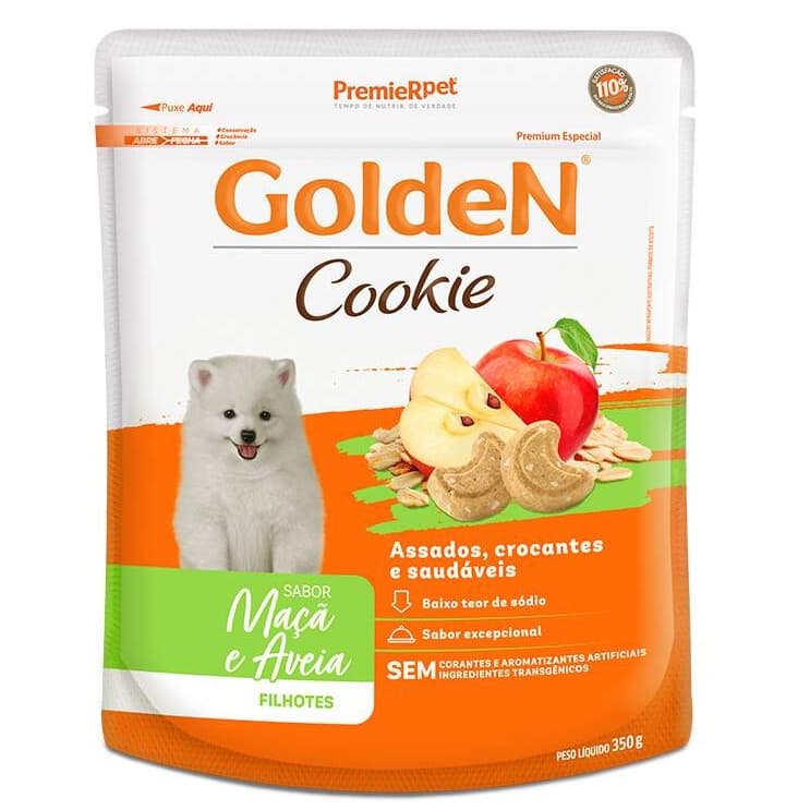 Biscoito Golden Cookie para Cães Filhotes Sabor Maçã e Aveia 350g