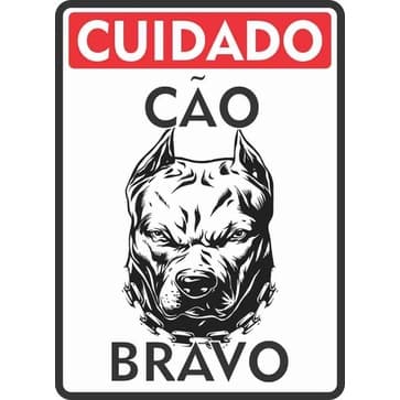 Placa Em Pvc Pitbull Cão Bravo Portão Aviso Cachorro 18x25
