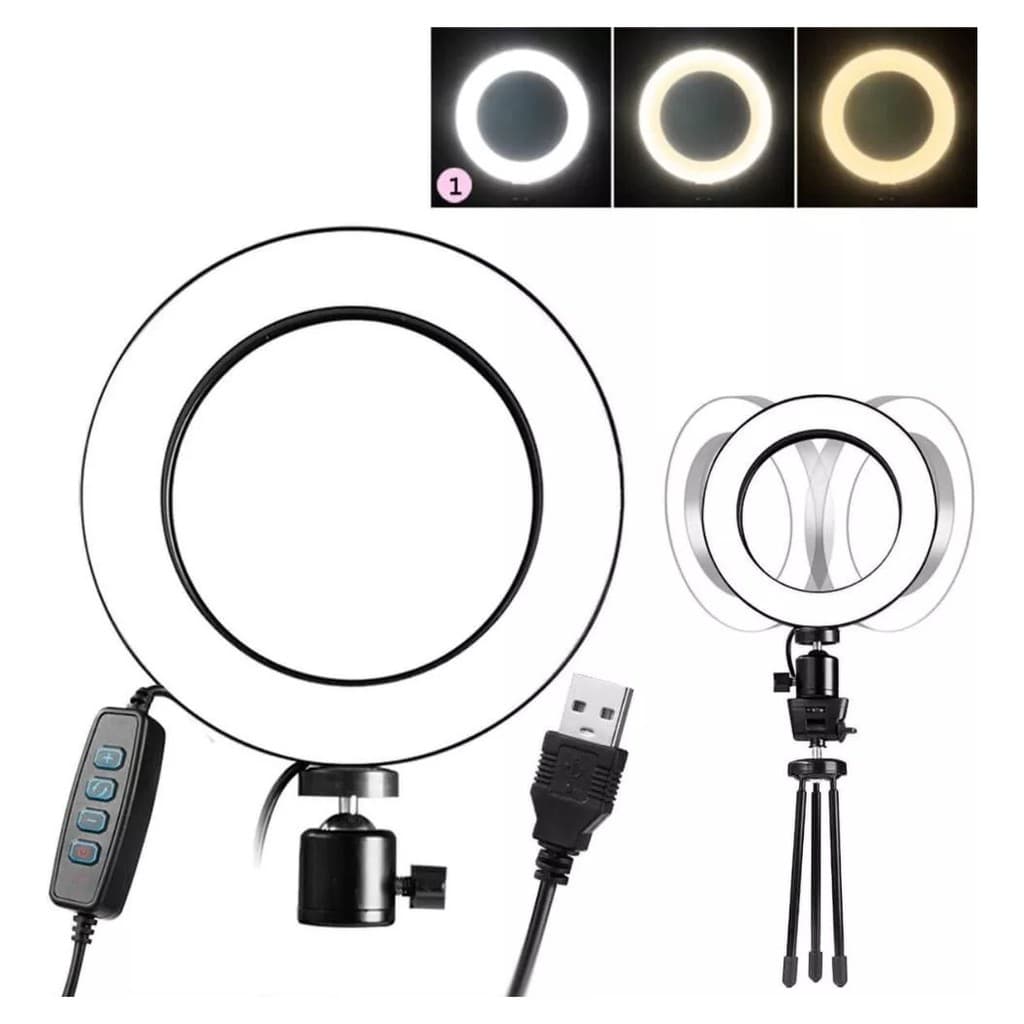 6 Polegadas LED Ring Light Regulável USB 5500K Lâmpada de preenchimento Fotografia Phone Video Live