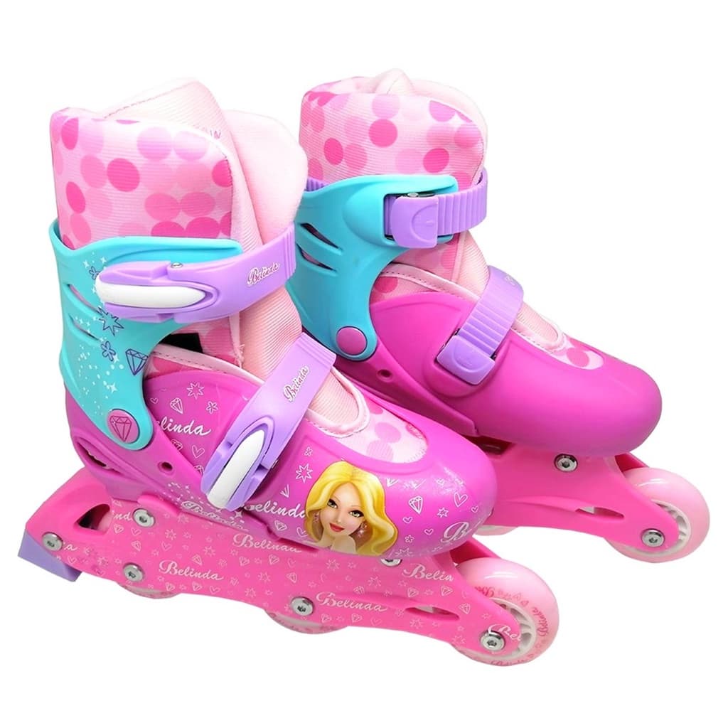Patins Infantil In-line Tri-line Classico Ajustavel Menina 31-34 Dm Toys
