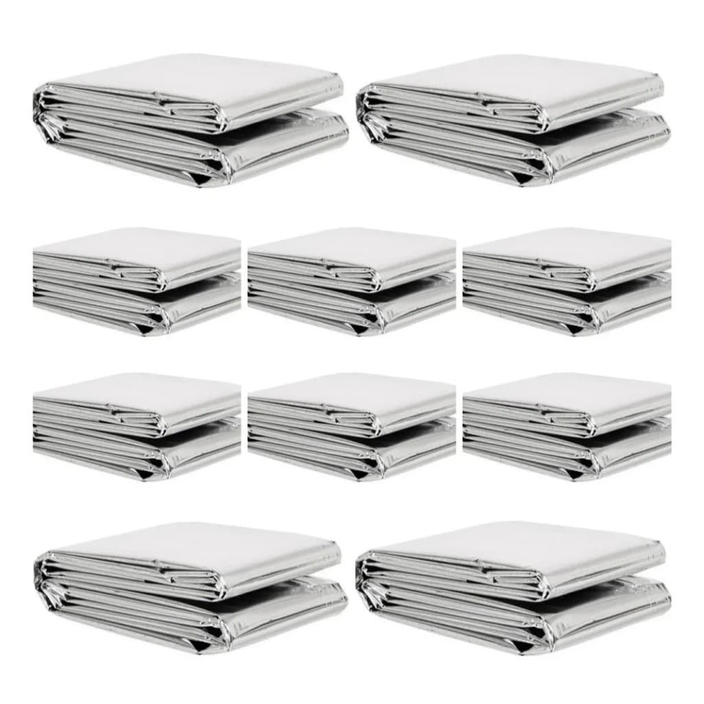 Kit 12 Cobertor Manta Térmica Aluminizado Isolante Emergência Resgate Acampamento Camping Hipotermia Morador Rua Doação