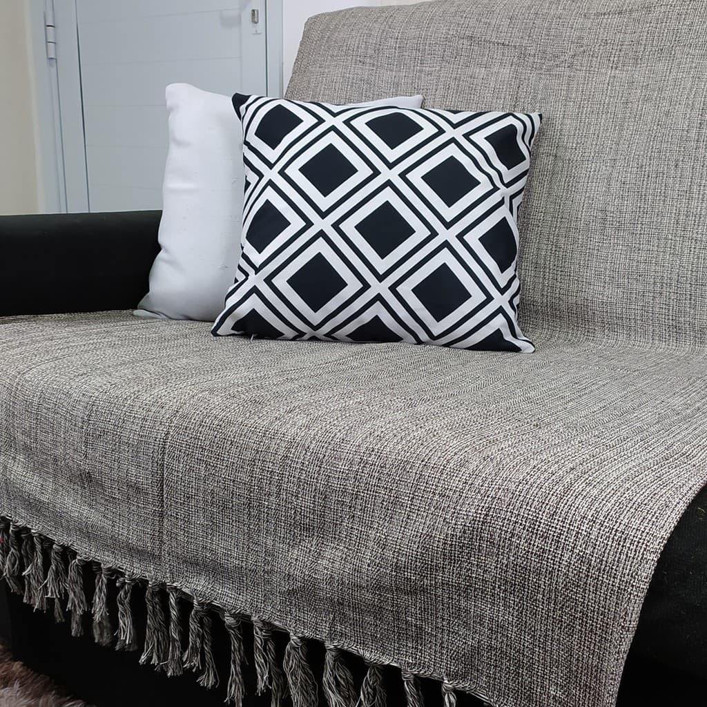 Manta Cama Sofá Retrátil Gigante Algodão 2,40 X 1,80 Luxo Cinza Claro
