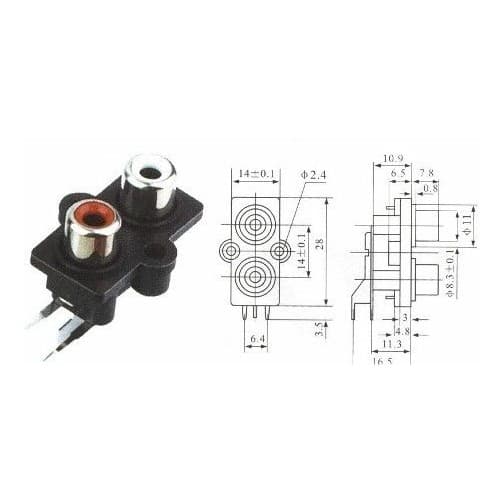 10 Peças * Tomada Rca Av2-8,4-7 Vm/br Promoção
