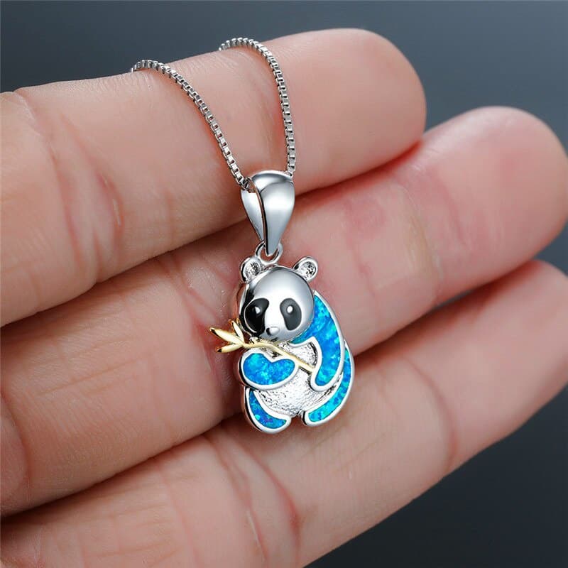 Colar Delicado Feminino Panda Azul