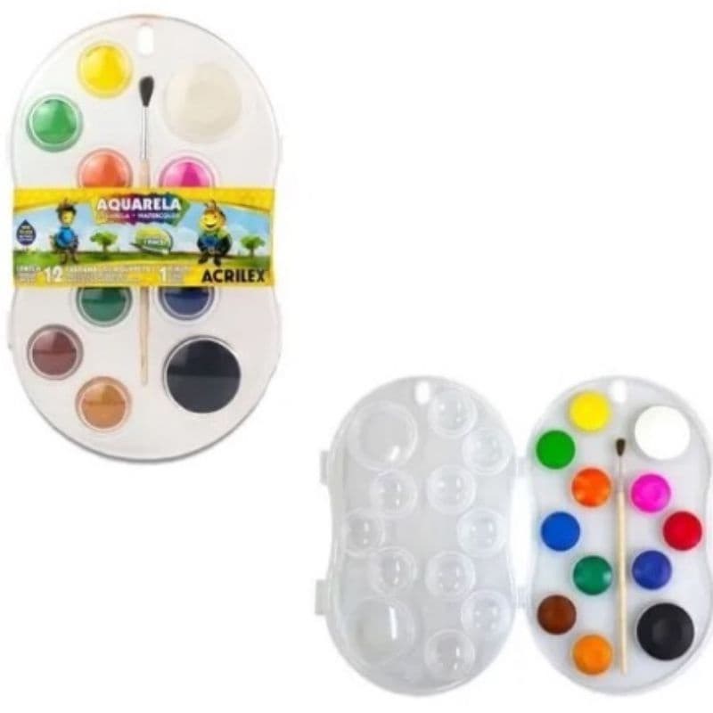 Estojo aquarela da Acrilex 12 cores+pincel.