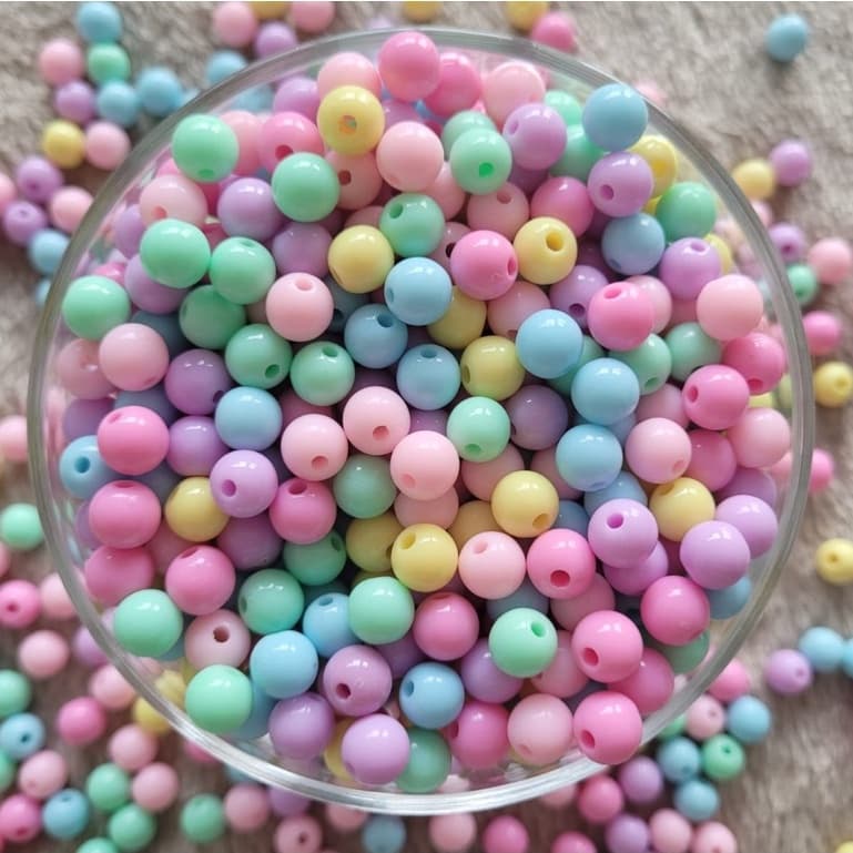 Bola Miçanga Leitosa 8mm plástica