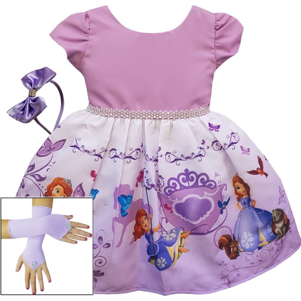 Vestido Festa Infantil Tema Princesa Sofia - Modelo Luxo Super Novidade