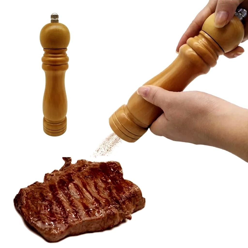 Moedor De Pimenta Sal Grosso Condimentos Triturador Cozinha Madeira 20cm