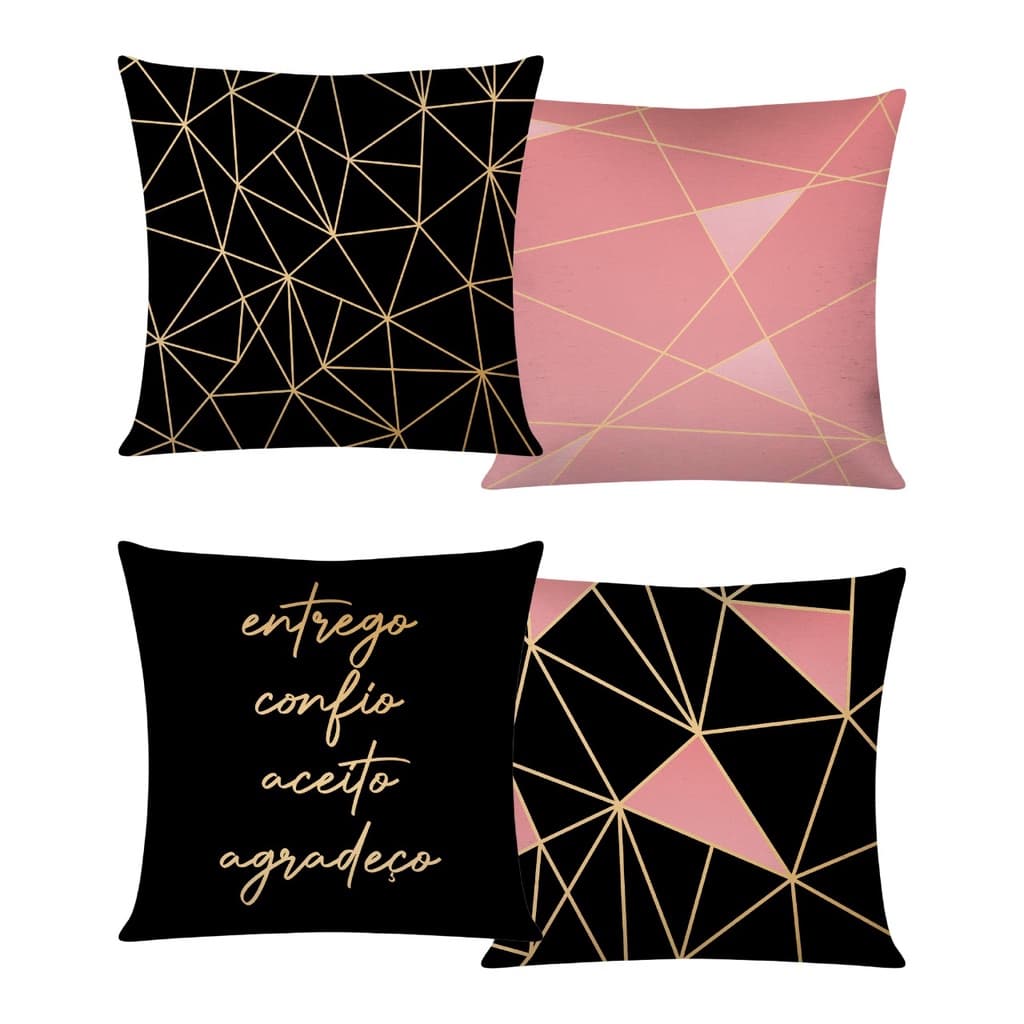 Kit 4 Capas de Almofadas Modernas 42x42 Almofada Luxos Agradeço