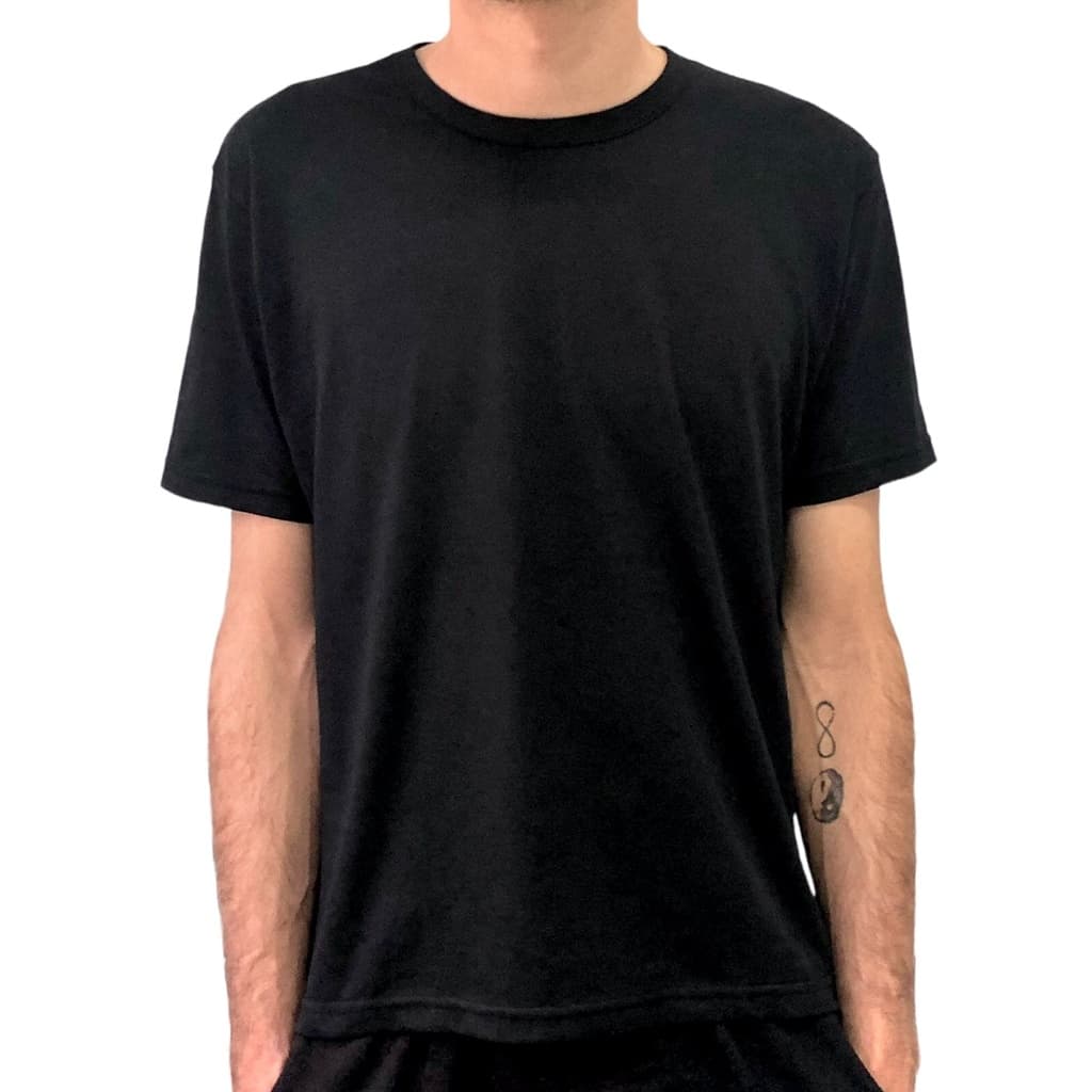 Camiseta 100% Algodão Masculina Preta Gola Redonda Fio 30.1 (Camisa) PENTEADO