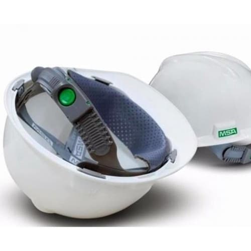 10 Capacete Branco Msa V-gard Carneira Push Key Jugular Obra