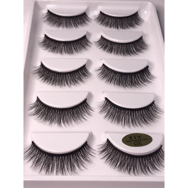 Cílios Postiços cartela 5 pares Volumosos pequenos para maquiagem no Mink 3D X12 Maquiagem