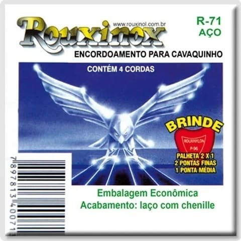 R71 Encordoamento Rouxinol P/cavaco Aço Inox + palheta