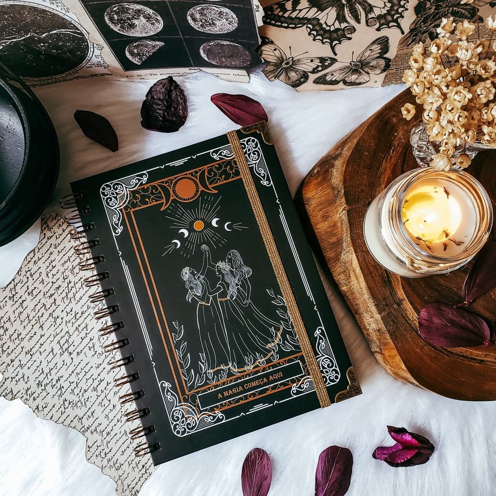 Caderno artesanal A5 80 folhas - Ninfas