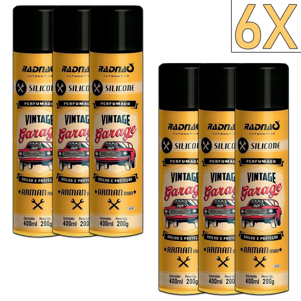 Kit 6 Unidades Silicone Spray Perfumado Garage Arman Man Radnaq 400mL