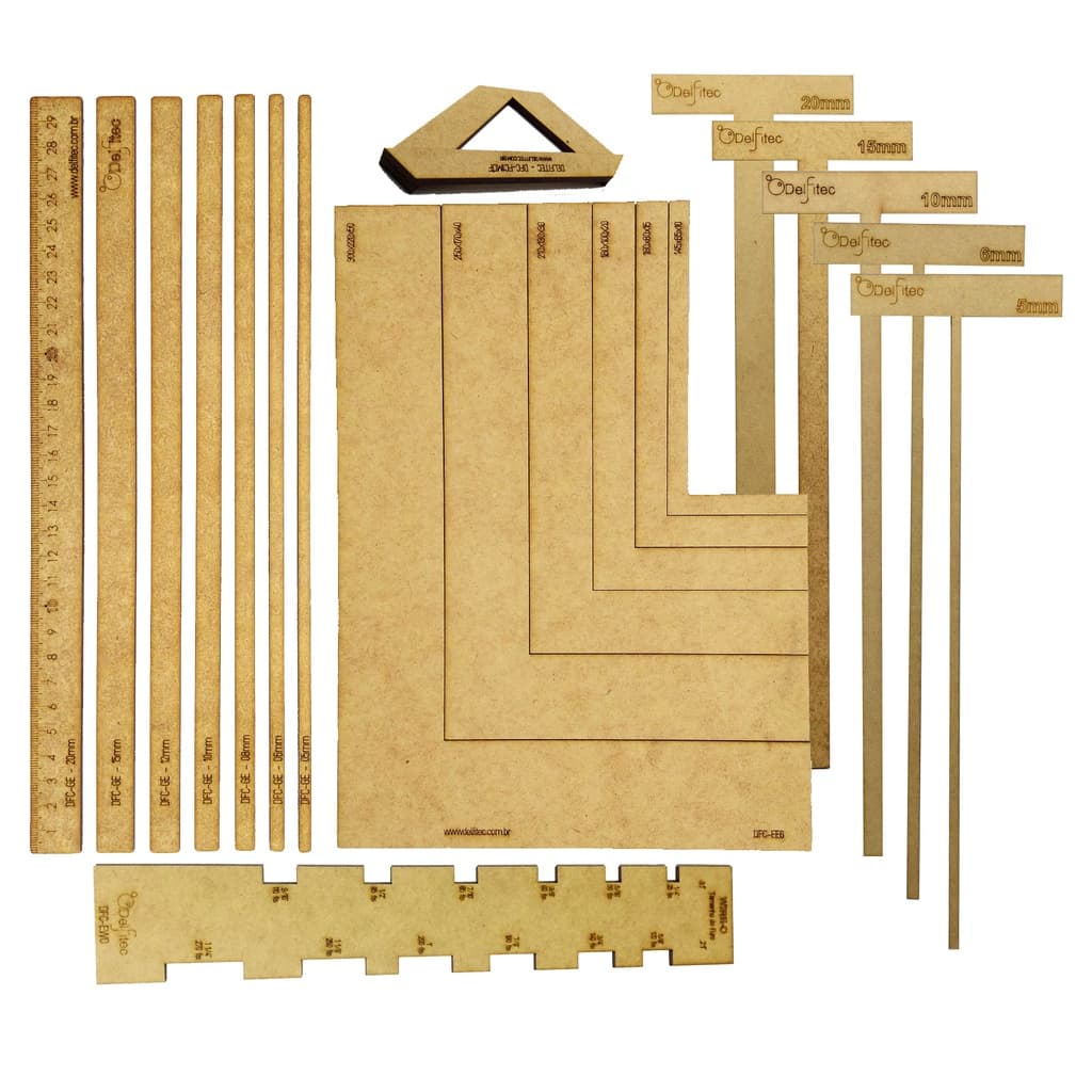 Kit 21 Peças Completo Encadernação Cartonagem Esquadros Regua T Fio de Cabelo Gabaritos Wire-o MDF