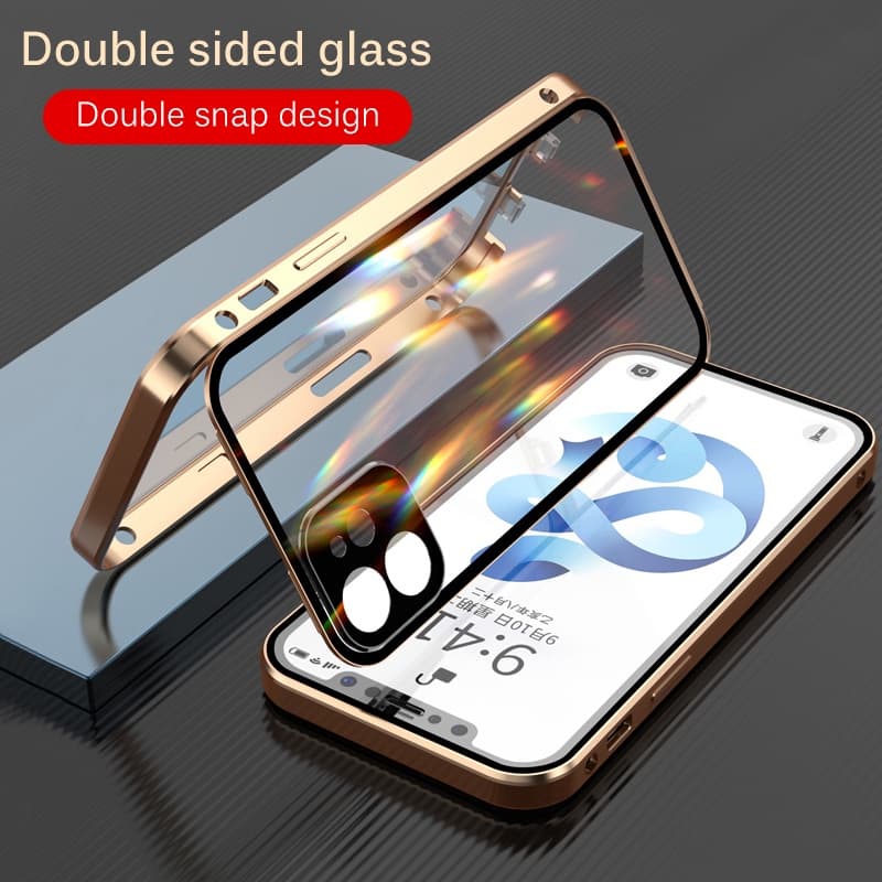 Capa De Vidro Dupla Face Magnético Temperado Metálico Para iPhone 13 Pro Max 12 Mini 12Pro 360 Proteção De Lente À Prova De Poeira Encaixe Na Anti Impacto Protetora Da Camera Capinha Phone Case Cover