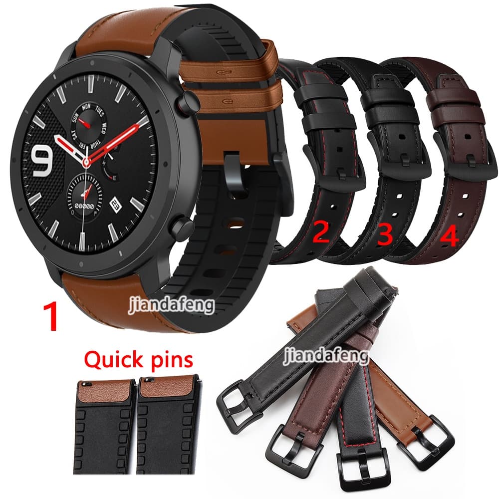 Pulseira De Silicone De Couro Esportiva À Prova D'água Para Huami Amazfit GTR 47mm 42mm