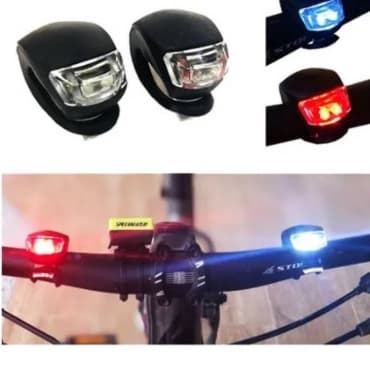 Kit 2 Lanternas De Segurança Bicicleta Led Farol Bike Par Dianteira Traseira Vermelha