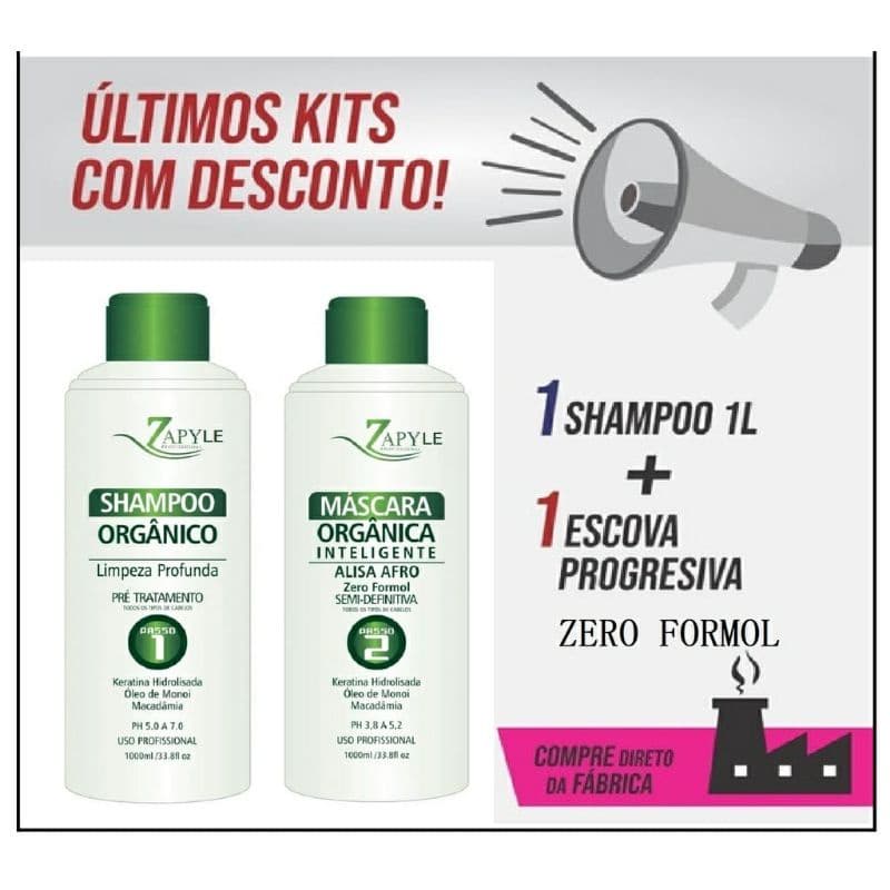 kit escova progressiva zero formol Zapyle alisa afro 100%