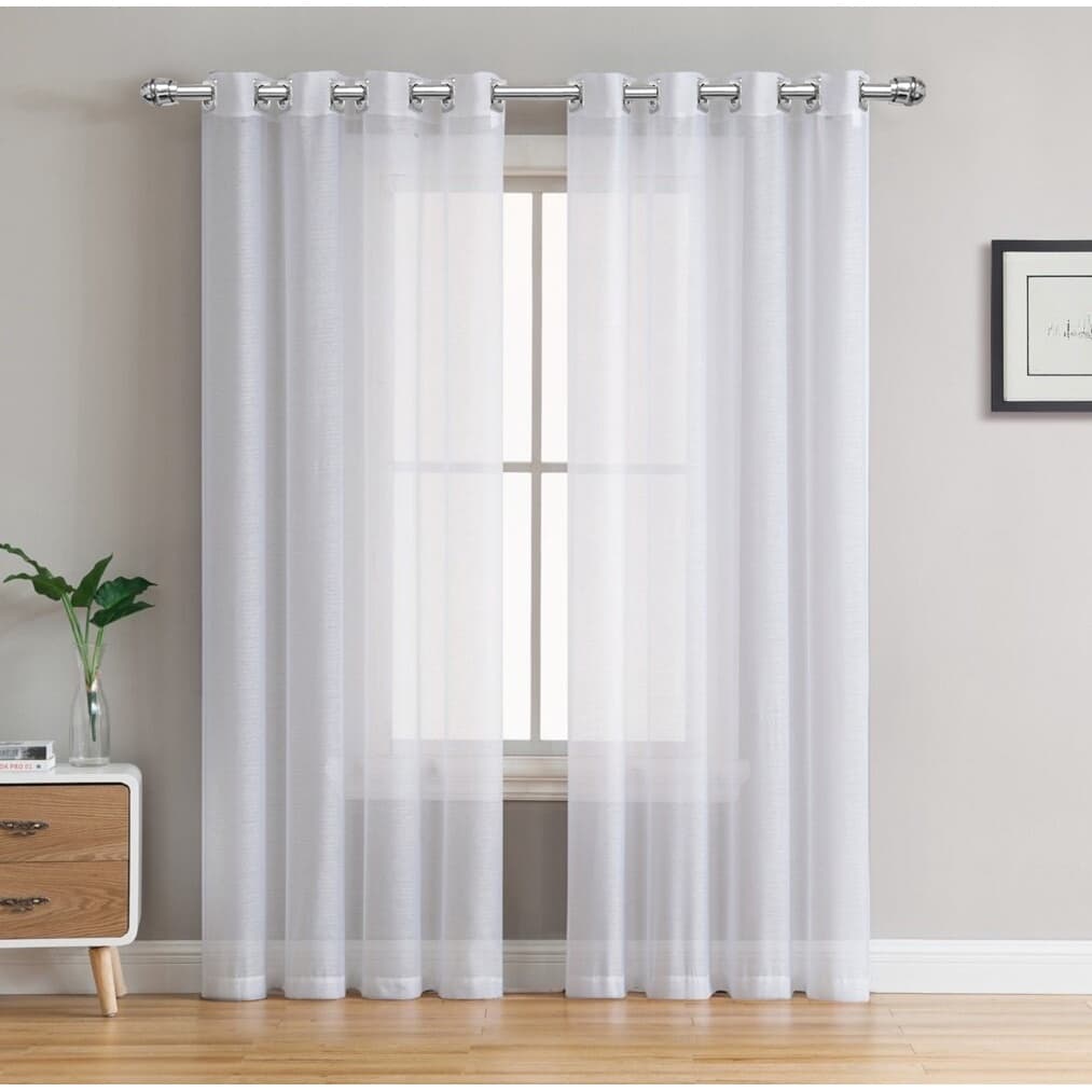 Cortina Voil 2,80x1,70 para varão simples com ilhós cromado- Cortina Para janela de Sala ou Quarto