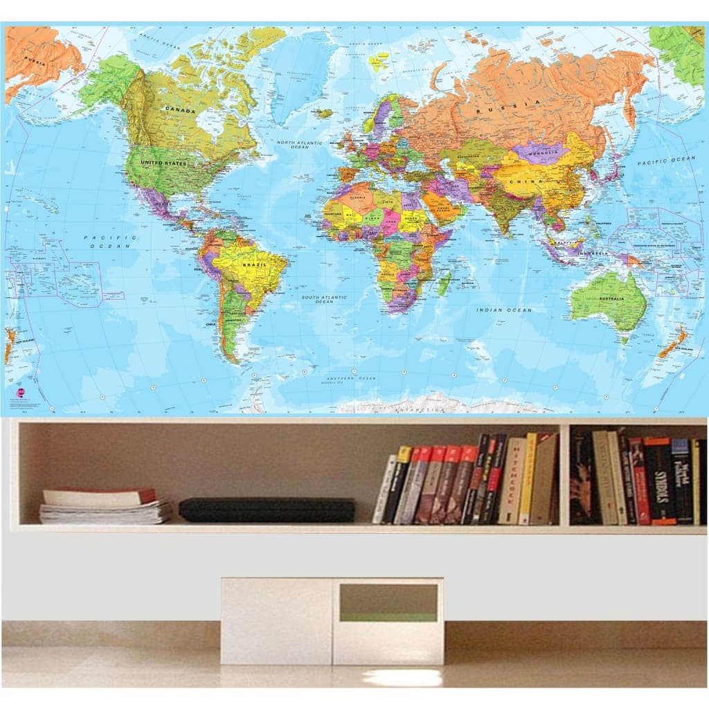 Adesivo Mapa Mundi Decoração Mapa Painel Papel Parede Viagem M33