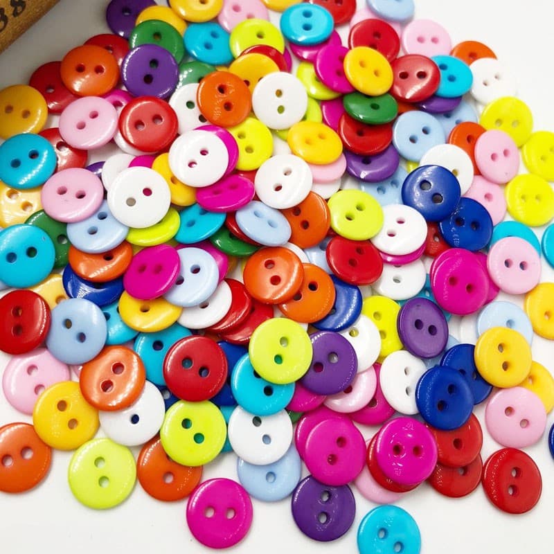 100 Peças 11 mm Novo Botão De Resina Redondo Com 2 Furos/Lotes De Costura Mistura PT14
