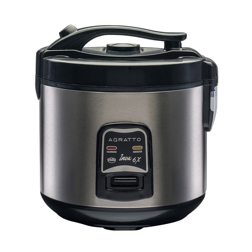 Panela Elétrica de Arroz Agratto Inox 6 Xícaras 7,2L com Visor de Vidro Preta