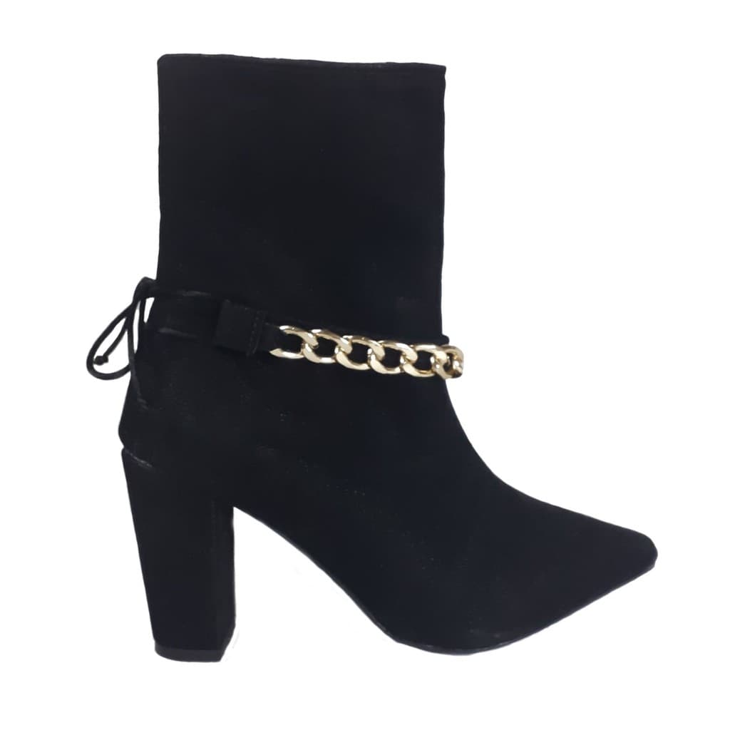 Bota Feminina de Salto e Bico Fino - Ankle Boot - Camurça - Vivih