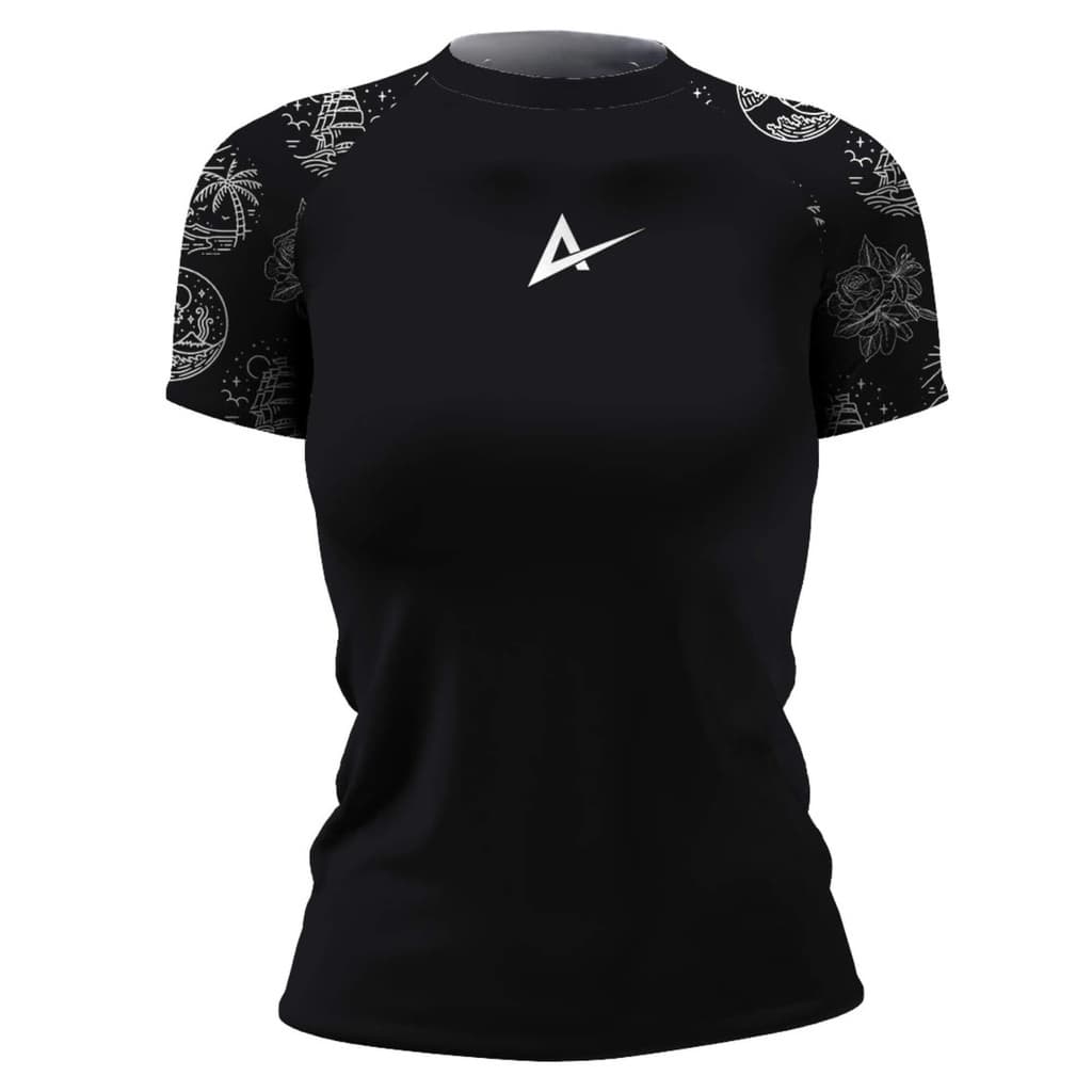 Rash Guard Feminina Camisa Jiu Jitsu No-Gi Surf Space Manga Curta