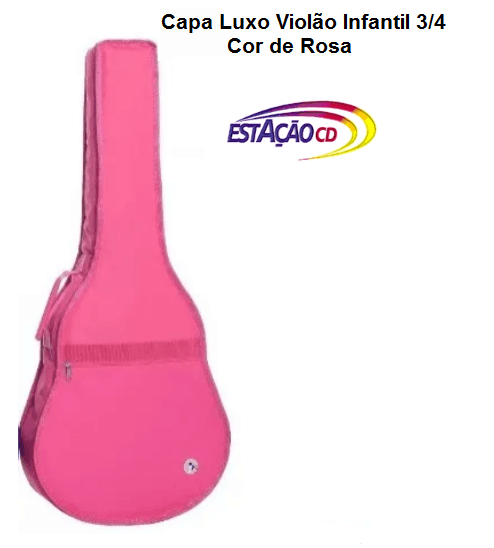Capa Luxo p/ Violao Infantil 3/4 Acolchoada -  Cor de Rosa
