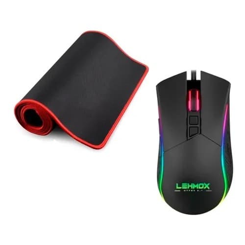 Kit Mouse Gamer Led Rgb 6400 Dpi + Mouse Pad Gt-mt1002 Preto