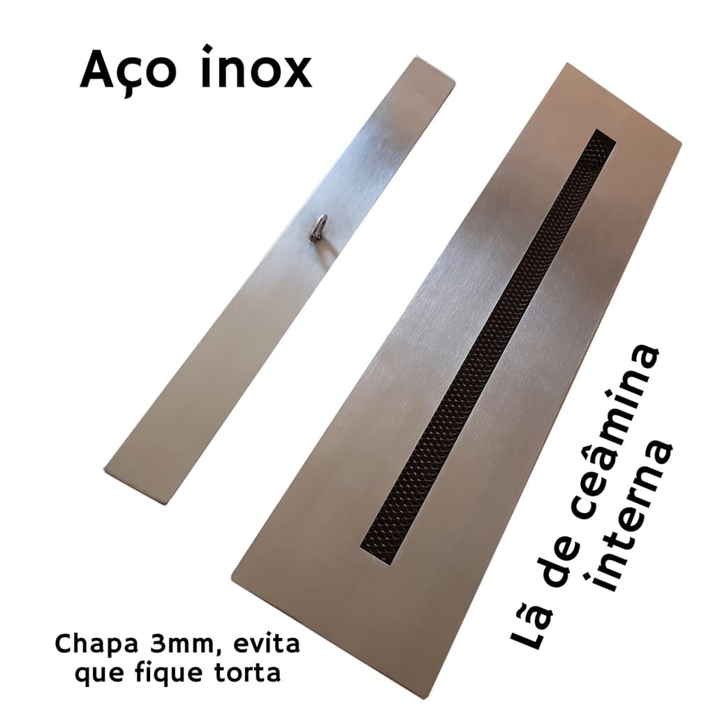 Queimador Para Lareira Ecológica 60 cm Alcool Etanol Inox