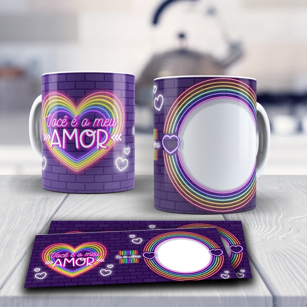 Caneca dia dos Namorados LGBT+ Porcelana Todos Amores Love Casal Gay Amor é Amor - Toda Forma de Amar é Valida