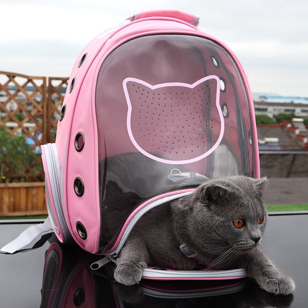 Mochila Bolsa Para Transporte De Pet Gato Cachorro Circulação De Ar Visão Panorâmica