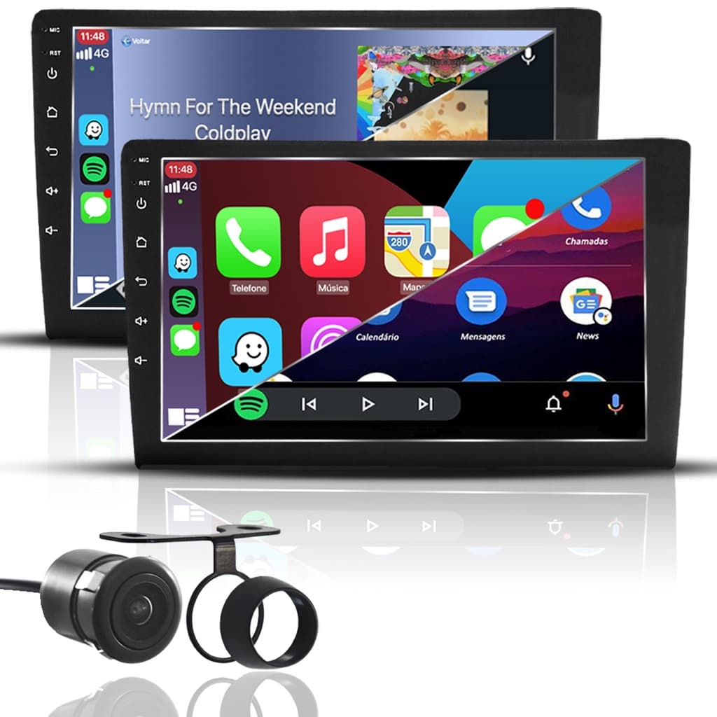 Kit - Central Multímidia Mp8 9 Polegadas com Apple Carplay + Câmera