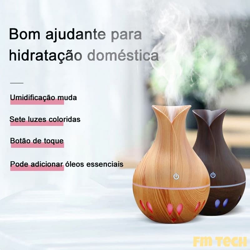 Mini umidificador de fragrância ambiente de madeira recipiente USB