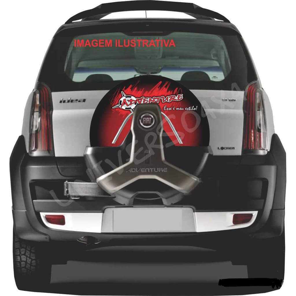 Capa Estepe Personalizada Fiat Idea Doblo modelo novo Adventure Vermelho 205x70x15 Capa com o furo