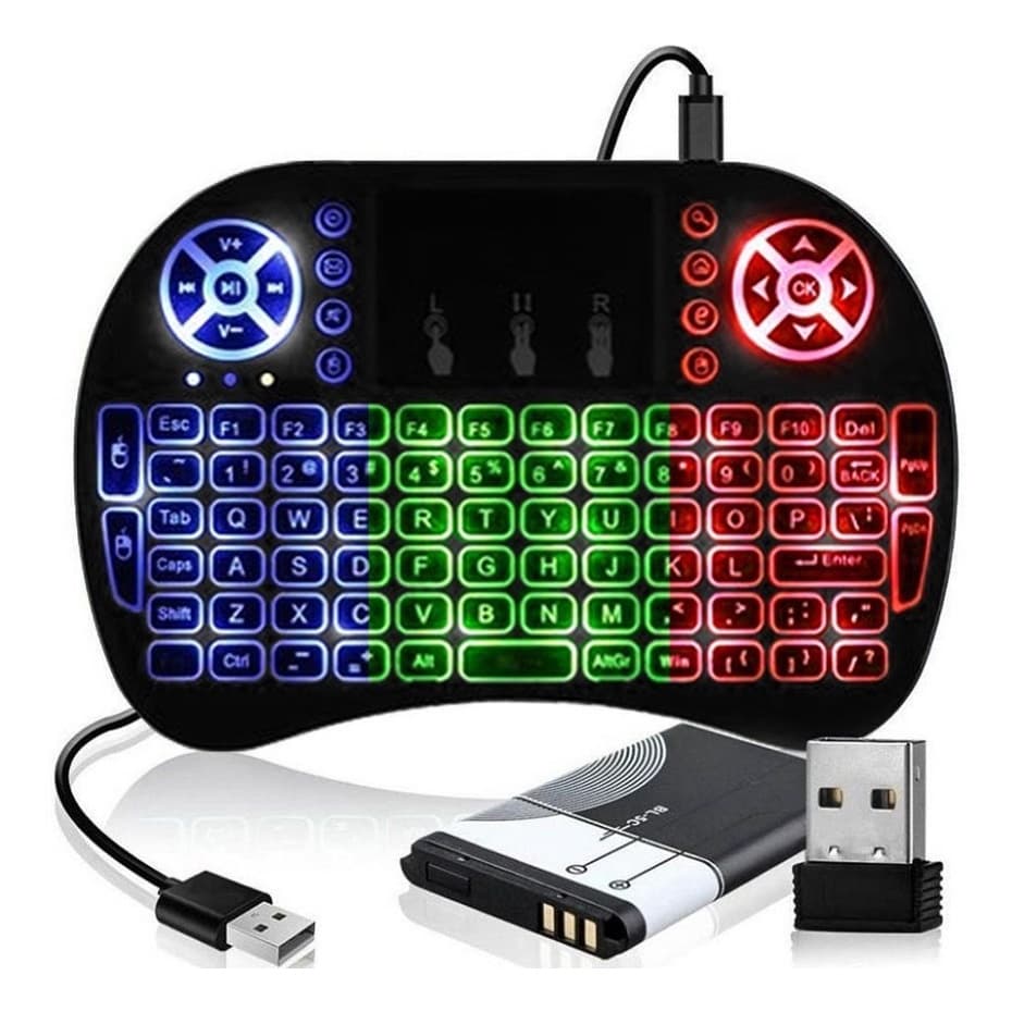Mini Teclado Bluetooth Wireless Iluminado Led Touchpad Controle Portátil Smartv Video Game Notebook