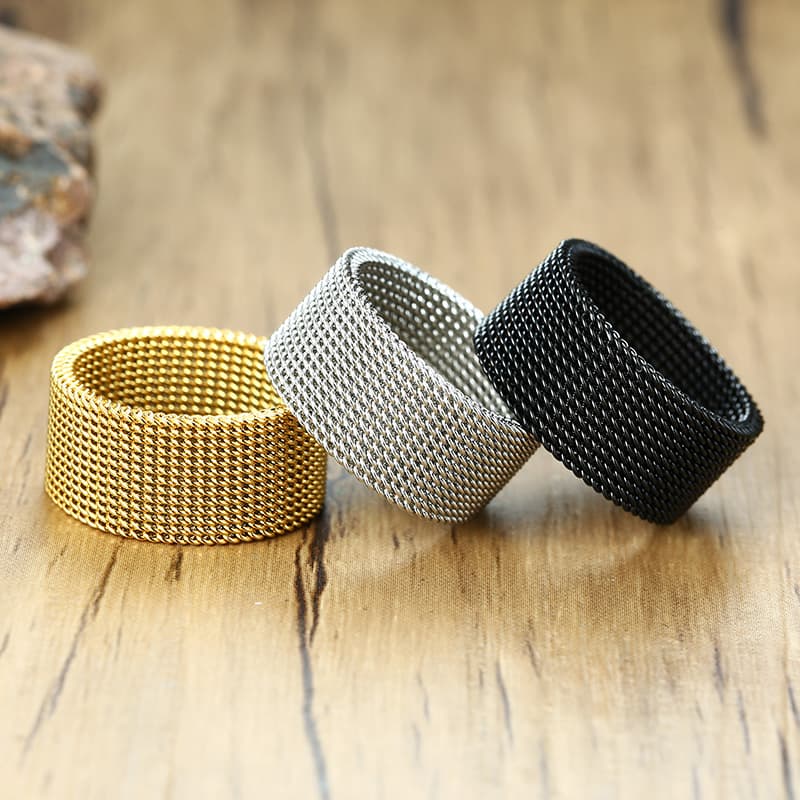 Meaeguet Anel Masculino Moderno De Malha De Aço Inoxidável Para Masculino E Mulheres