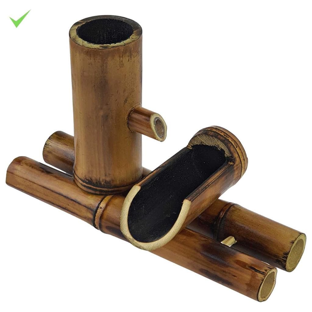Biqueira De Bambu 2 Quedas Natural Para Fonte De Agua 18cm