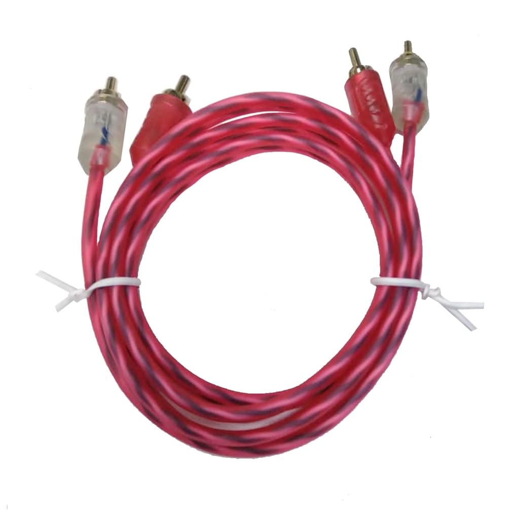 Cabo Rca 1 Metro Injetado Flexível Listrado Vermelho E-Tech 1m Som Automotivo P/ Módulo, Rádio