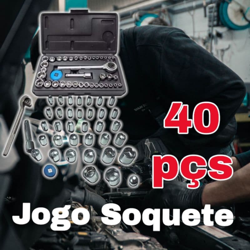 Jogo De Soquete Sextavado C/ Catraca 40 Pcs Titanium