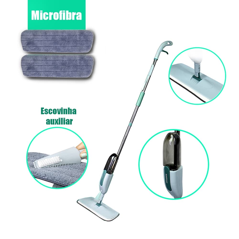 Mop Spray Resistente Esfregão Vassoura Com Reservatório + Refil 2022 Incluso Escova de Limpeza