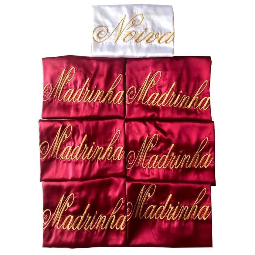 Kit com 7 Roupões de Cetim Noiva Casamento Hobie Mãe da noiva Madrinha Robi